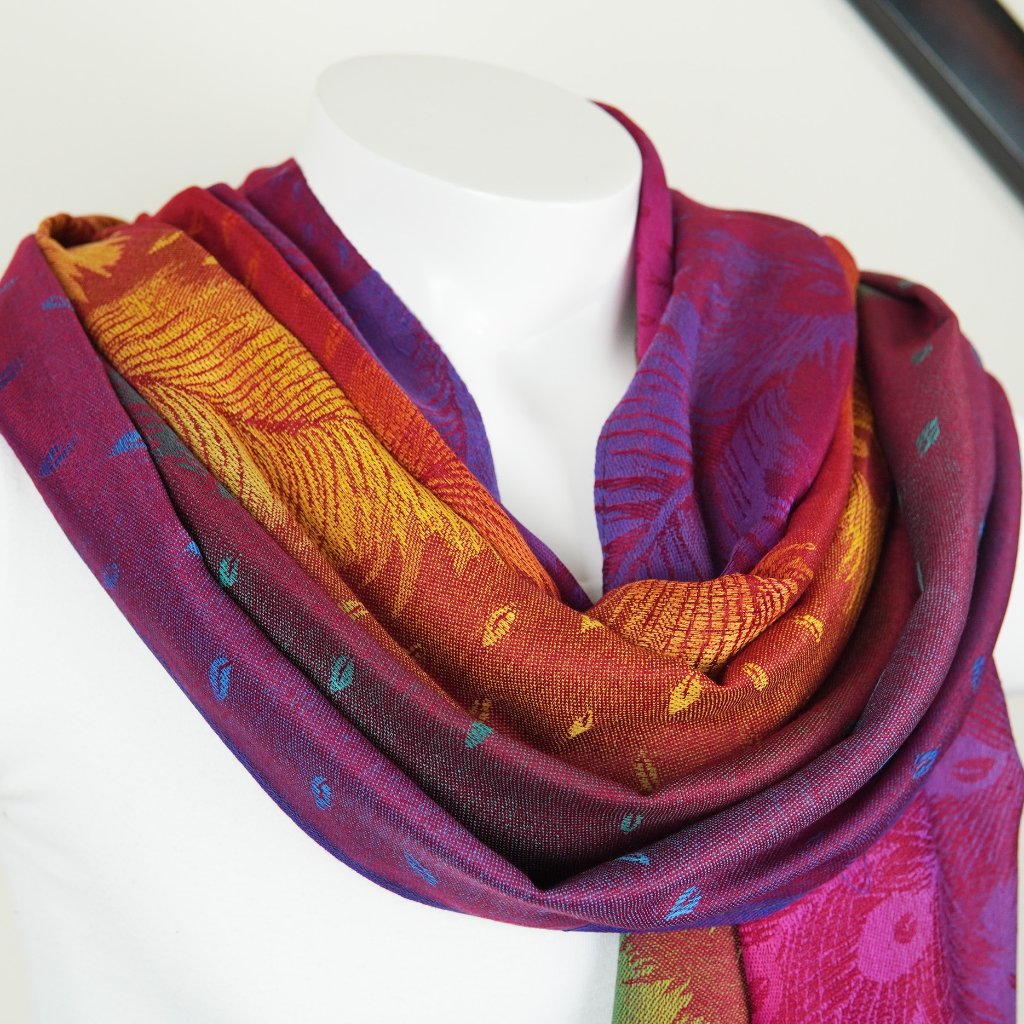 Red Feather Pashmina Scarves  Animal Print Scarf Wedding Shawls Festival Shawl